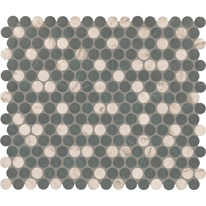 American Olean Peppy Pennies Graphite 11-in x 13-in Multi-finish Ceramic Penny Round Patterned Wall Tile (1.06-sq. ft/ Piece)