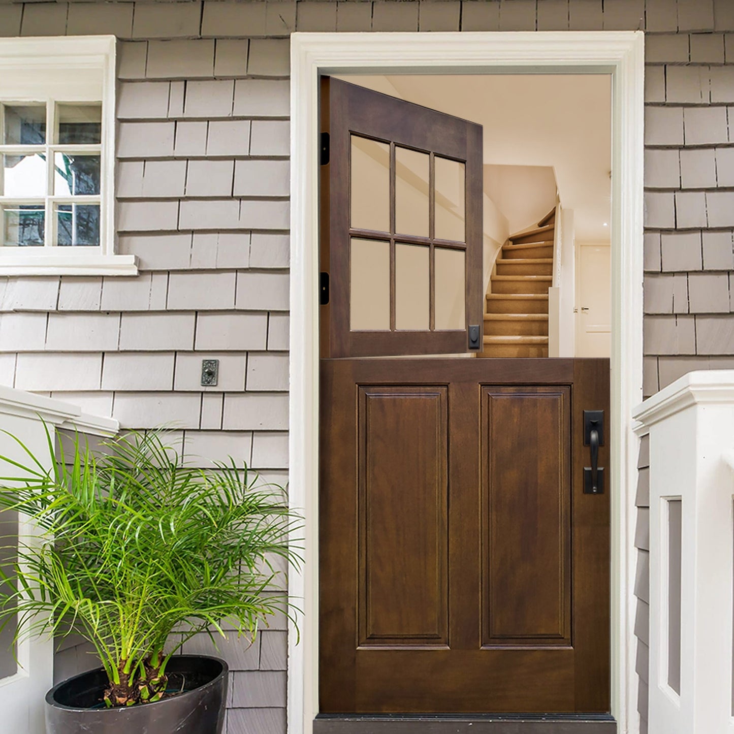 Creative Entryways Wood Craftsman Dutch Front Door with Clear Glass - 36" x 80"