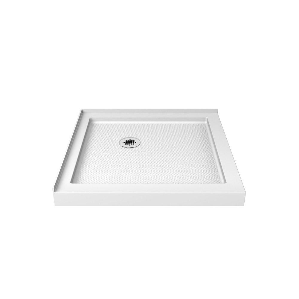 Flex 32 in. x 32 in. x 76.75 in. Framed Corner Pivot Shower Kit in Brushed Nickel with Shower Base in White - Super Arbor