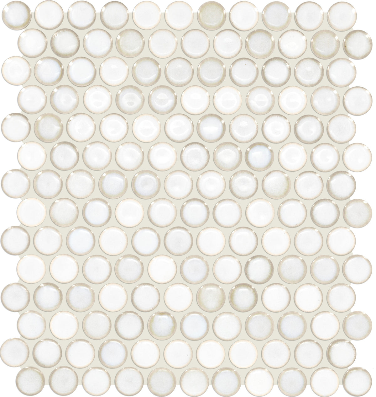 Daltile Union View Cream 11-in x 12-in Glossy Glass Patterned Penny round Mosaic Wall Tile product image