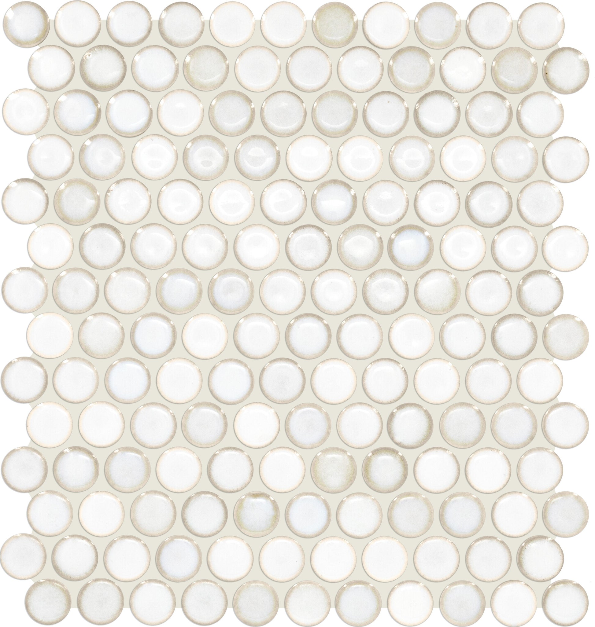 Daltile Union View Cream 11-in x 12-in Glossy Glass Patterned Penny round Mosaic Wall Tile product image