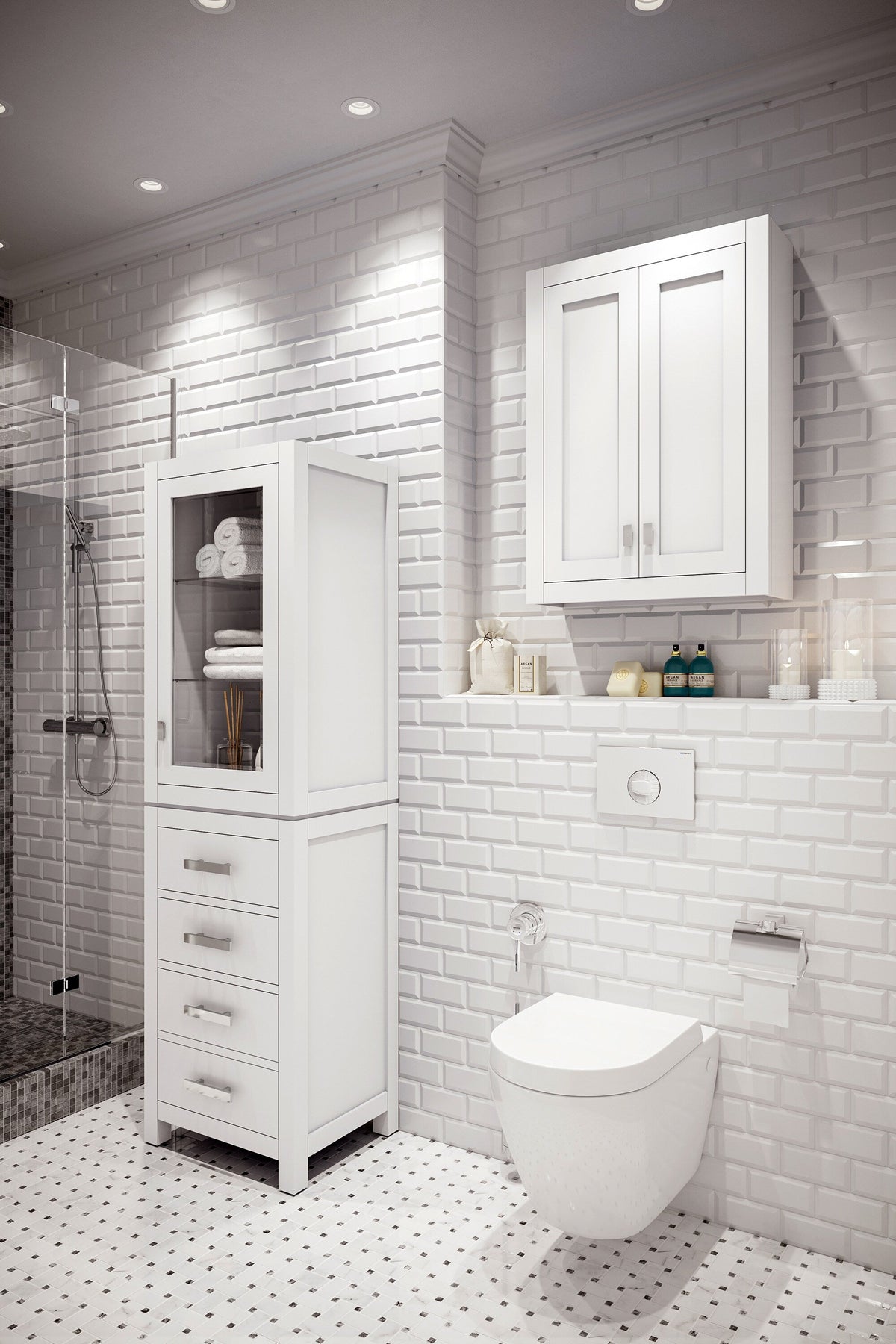 Water Creation Madison 24-in x 34-in x 8-in White Soft Close Bathroom Wall Cabinet