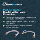 SharkBite 18-in 3/4-in Push-to-Connect Inlet x 3/4-in FIP Outlet Braided Stainless Steel Water Heater Connector with Ball Valve