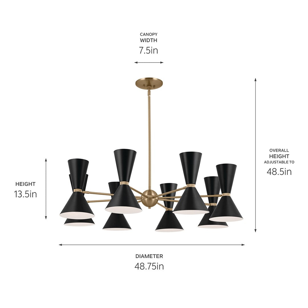 Kichler Phix 16-Light Gold Mid-century Chandelier