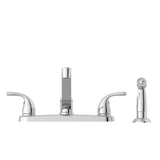 Project Source Dover Chrome 2-Handle Low-Arc Deck-Mount Kitchen Faucet with Side Sprayer and Deck Plate