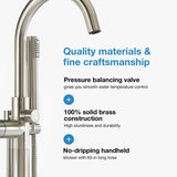 OVE Decors Athena 1-Handle Freestanding High-Arc Bathtub Faucet with Hand Shower, Satin Nickel (Valve Included)