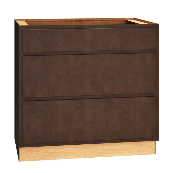 Diamond Express Jamestown 36-in W x 34.5-in H x 24-in D Thatch Partial Overlay 3-Drawer Base Fully Assembled Plywood Cabinet (Recessed Panel Shaker Style)