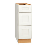 Diamond Express Macaulay 12-in W x 34.5-in H x 24-in D White 3-Drawer Base Fully Assembled Plywood Cabinet (Recessed Panel Square Style)
