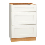Diamond Express Macaulay 24-in W x 34.5-in H x 24-in D White 3-Drawer Base Fully Assembled Plywood Cabinet (Recessed Panel Square Style)