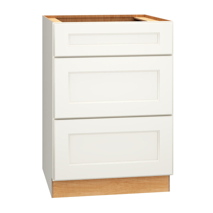 Diamond Express Macaulay 24-in W x 34.5-in H x 24-in D White 3-Drawer Base Fully Assembled Plywood Cabinet (Recessed Panel Square Style)