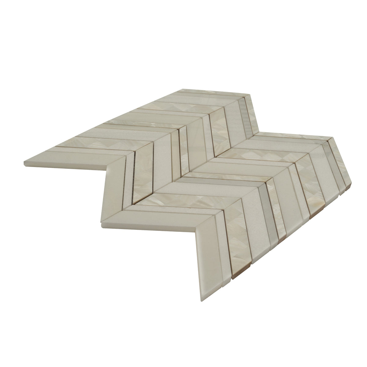 Apollo Tile (Sample) Winterland Pearl White 12-in x 12-in Polished Marble Herringbone Patterned Floor and Wall Tile