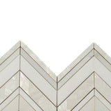 Apollo Tile (Sample) Winterland Pearl White 12-in x 12-in Polished Marble Herringbone Patterned Floor and Wall Tile