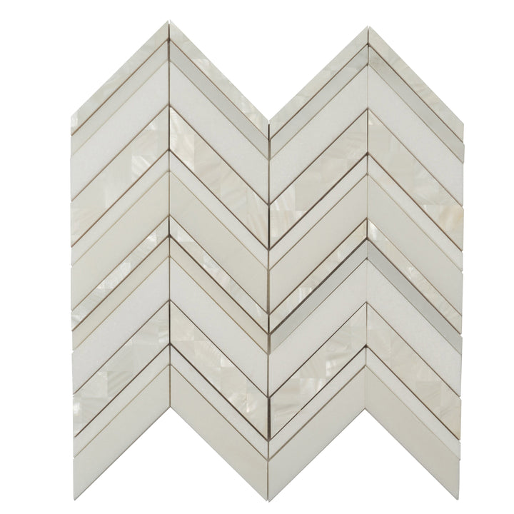 Apollo Tile Winterland Pearl White 12-in x 12-in Polished Composite Herringbone Patterned Floor and Wall Tile (5.08-sq. ft/ Carton)