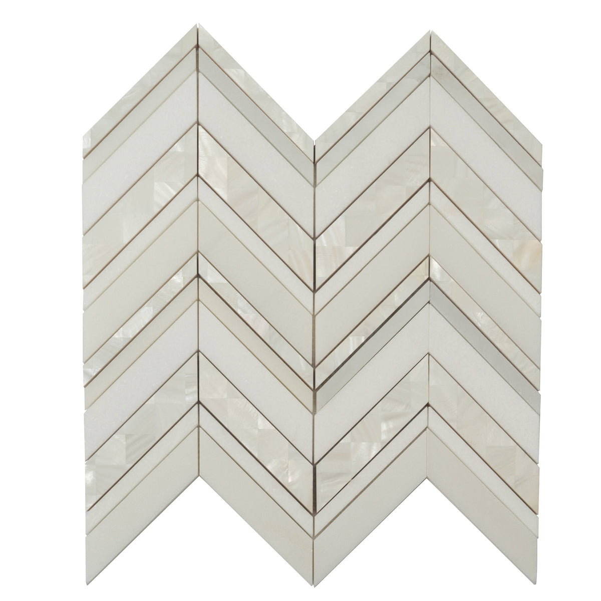 Apollo Tile (Sample) Winterland Pearl White 12-in x 12-in Polished Marble Herringbone Patterned Floor and Wall Tile