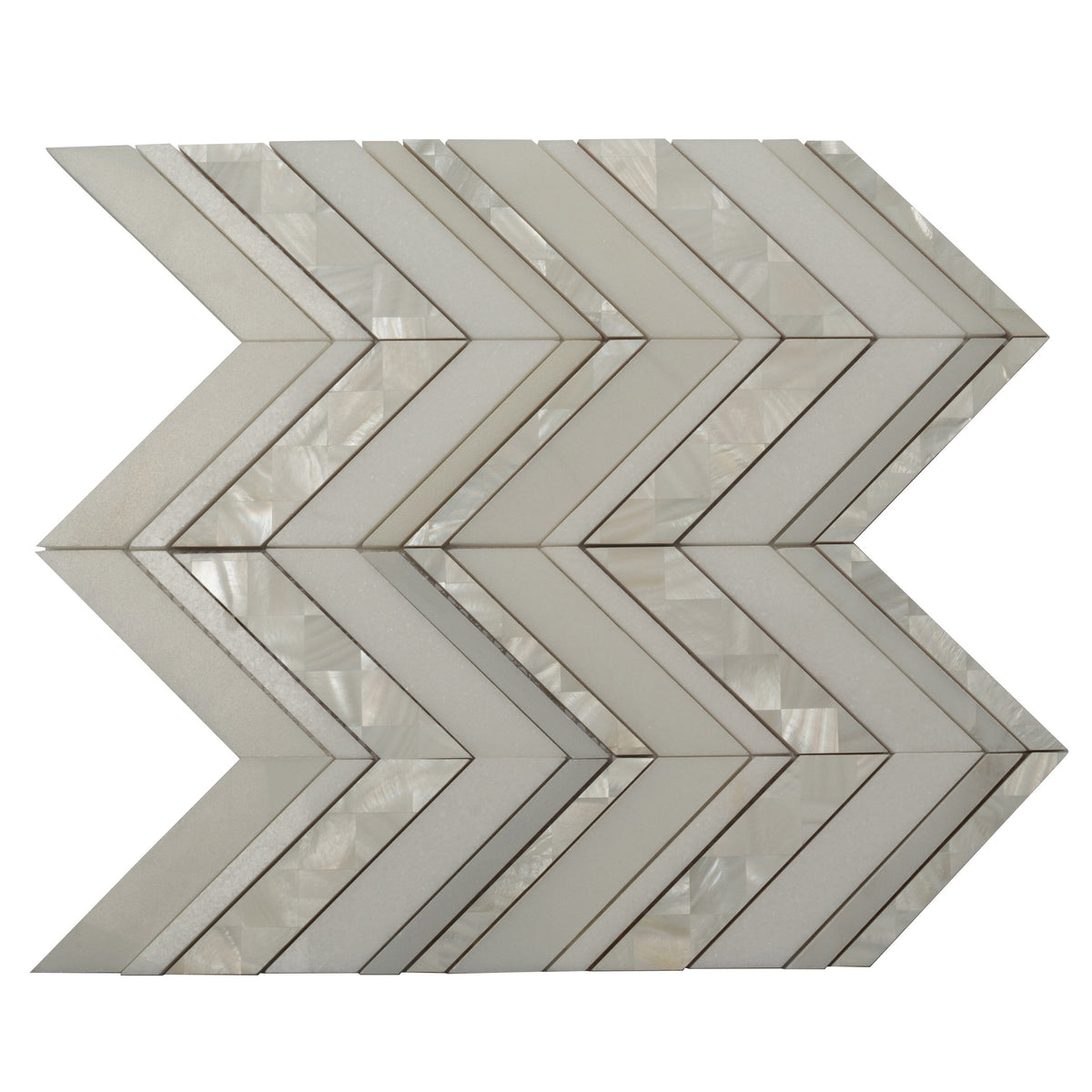 Apollo Tile (Sample) Winterland Pearl White 12-in x 12-in Polished Marble Herringbone Patterned Floor and Wall Tile
