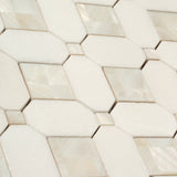 Apollo Tile (Sample) Winterland Pearl White 12-in x 12-in Polished Marble Octagon Dot Patterned Floor and Wall Tile