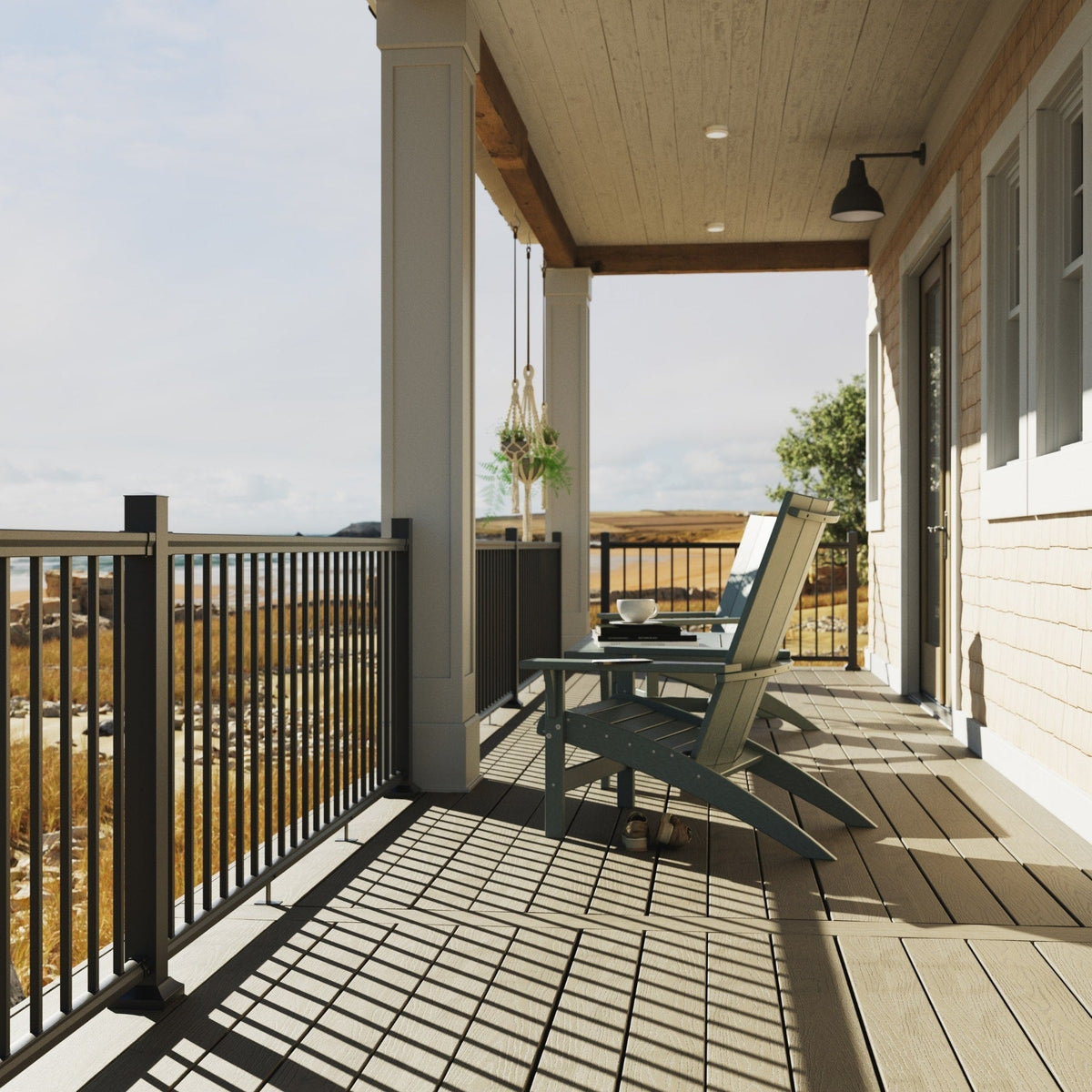 Fiberon CitySide Contemporary Matte Black Aluminum Deck Line Post