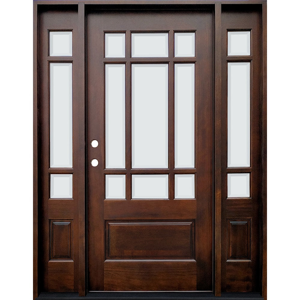 Greatview Doors Mahogany Stained Prehung Front Door with Sidelights