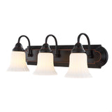 Portfolio Shaker Park 3-Light 24.09-in Oil-Rubbed Bronze Vanity Light with White Glass Shades