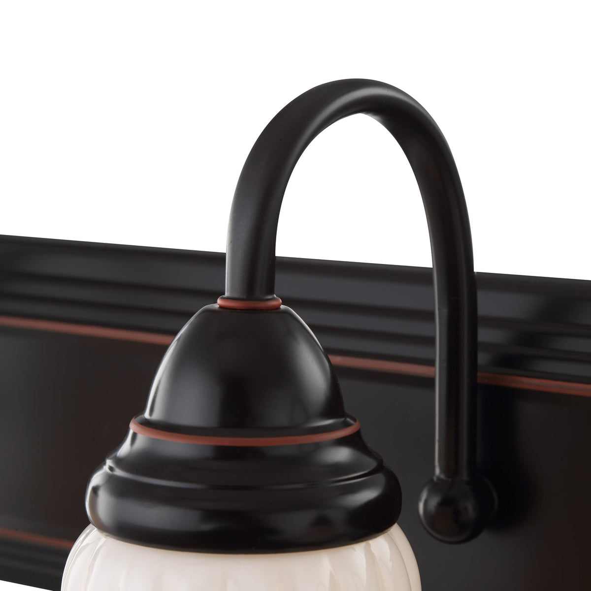 Portfolio Shaker Park 3-Light 24.09-in Oil-Rubbed Bronze Vanity Light with White Glass Shades