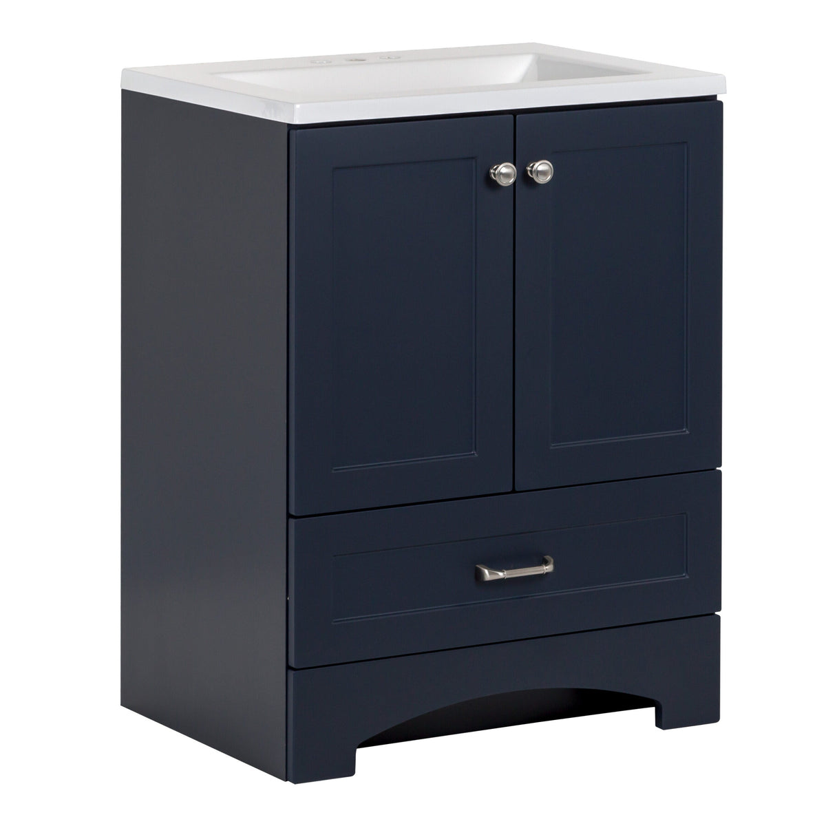 Diamond NOW Cassidy 24.5-in Deep Blue Single-Sink Bathroom Vanity with White Cultured Marble Top