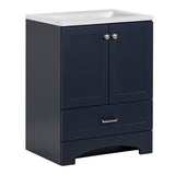 Diamond NOW Cassidy 24.5-in Deep Blue Single-Sink Bathroom Vanity with White Cultured Marble Top