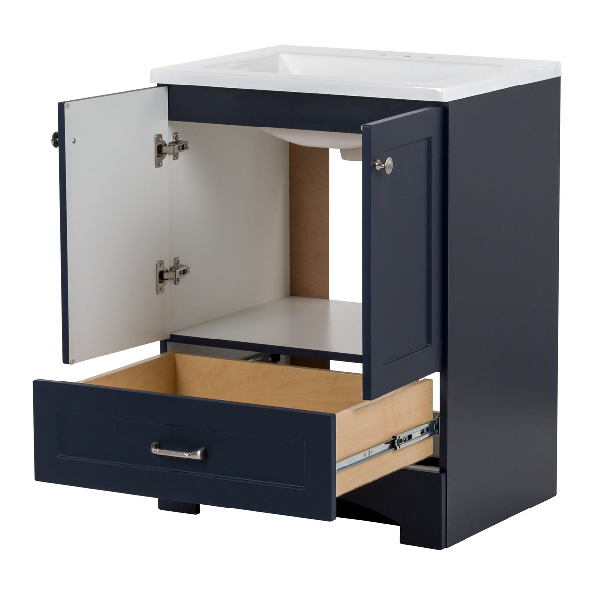 Diamond NOW Cassidy 24.5-in Deep Blue Single-Sink Bathroom Vanity with White Cultured Marble Top