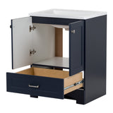 Diamond NOW Cassidy 24.5-in Deep Blue Single-Sink Bathroom Vanity with White Cultured Marble Top