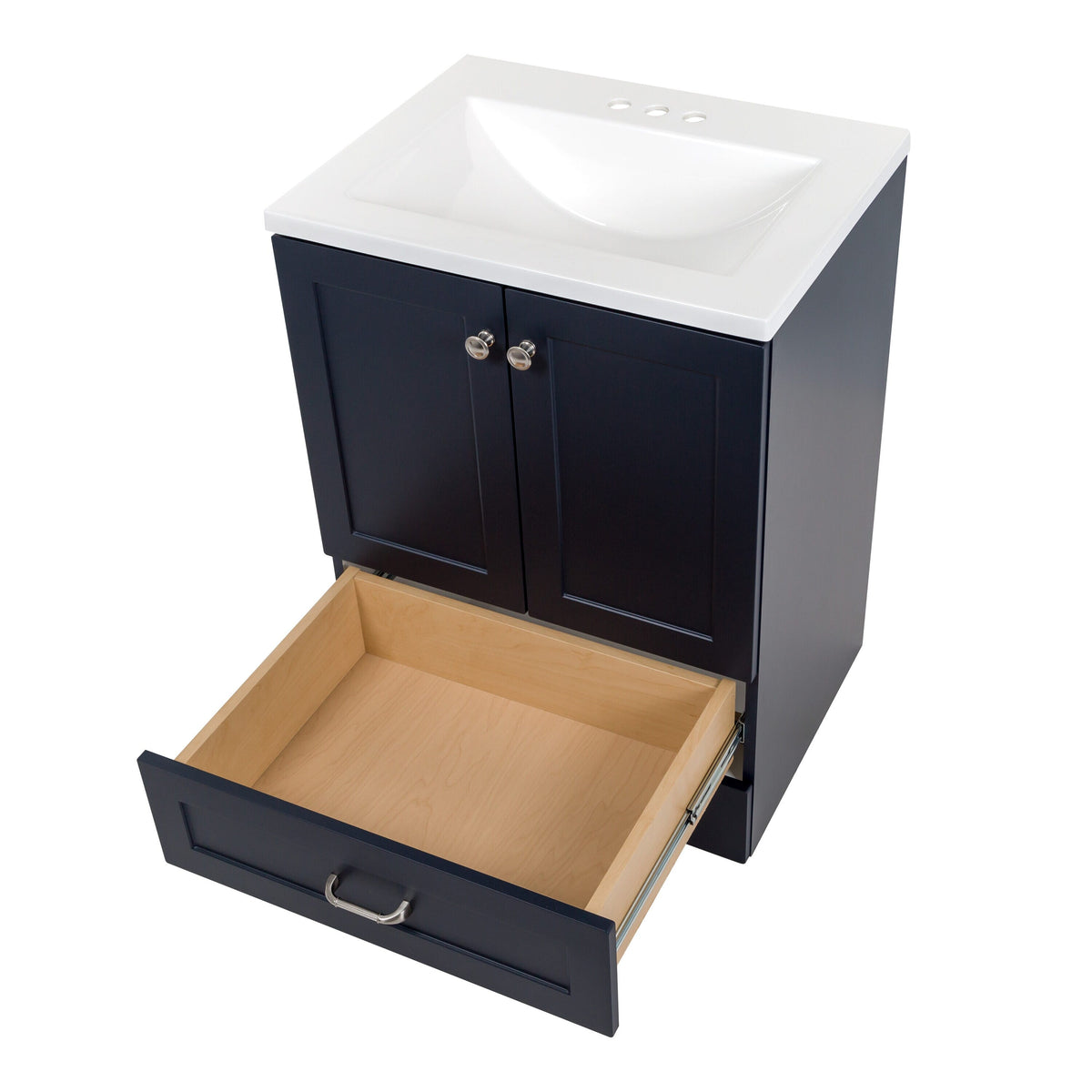 Diamond NOW Cassidy 24.5-in Deep Blue Single-Sink Bathroom Vanity with White Cultured Marble Top