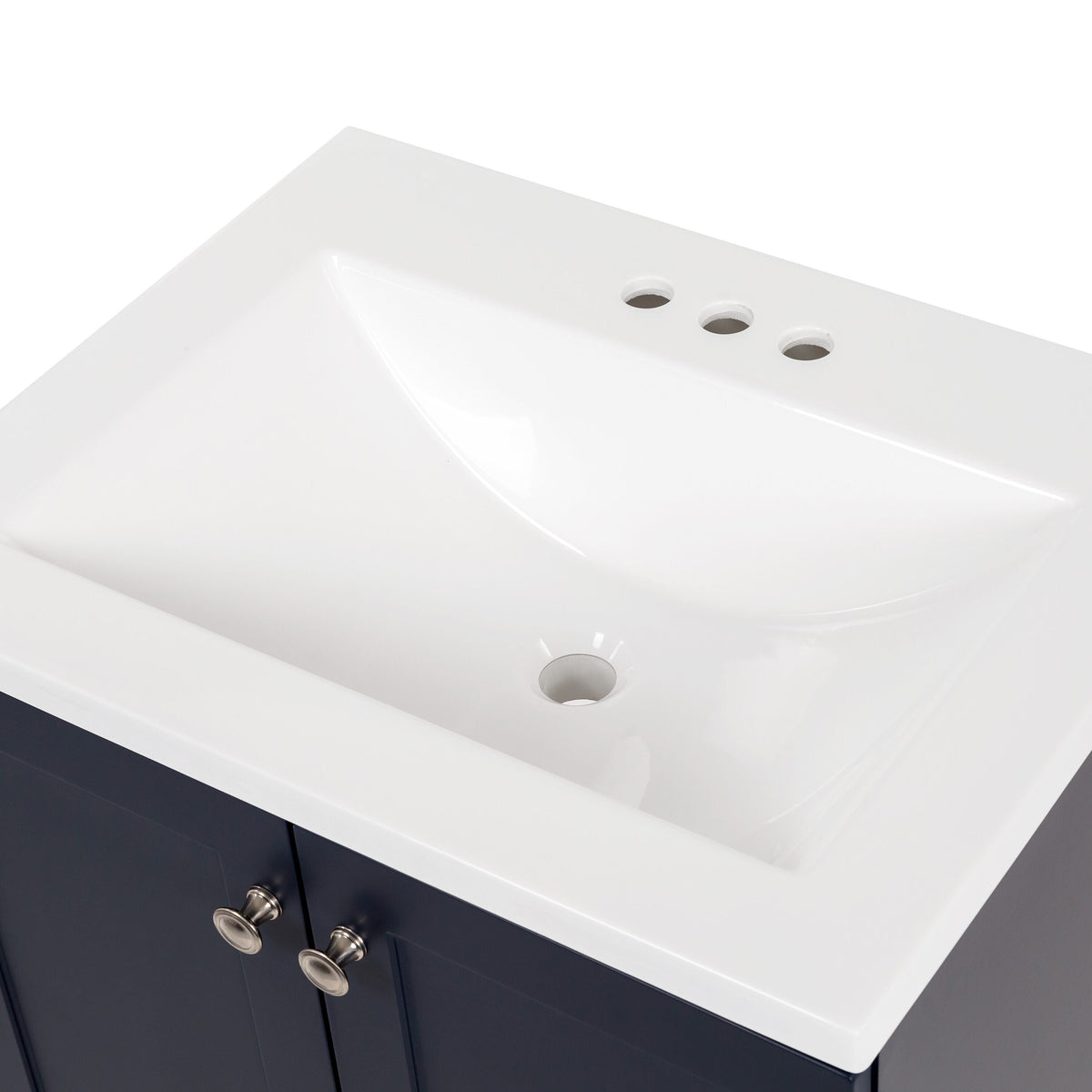 Diamond NOW Cassidy 24.5-in Deep Blue Single-Sink Bathroom Vanity with White Cultured Marble Top