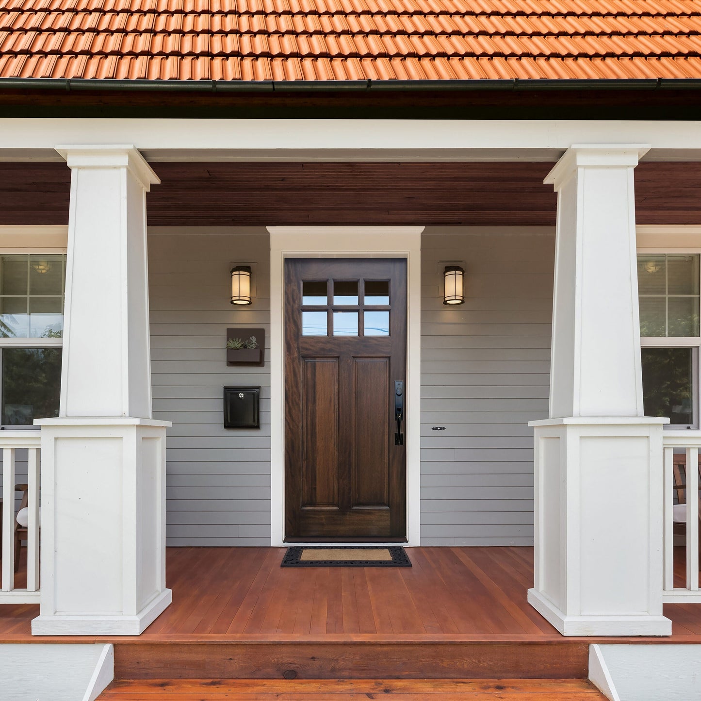 Creative Entryways 36-inch Craftsman Mahogany Front Door with Clear Glass