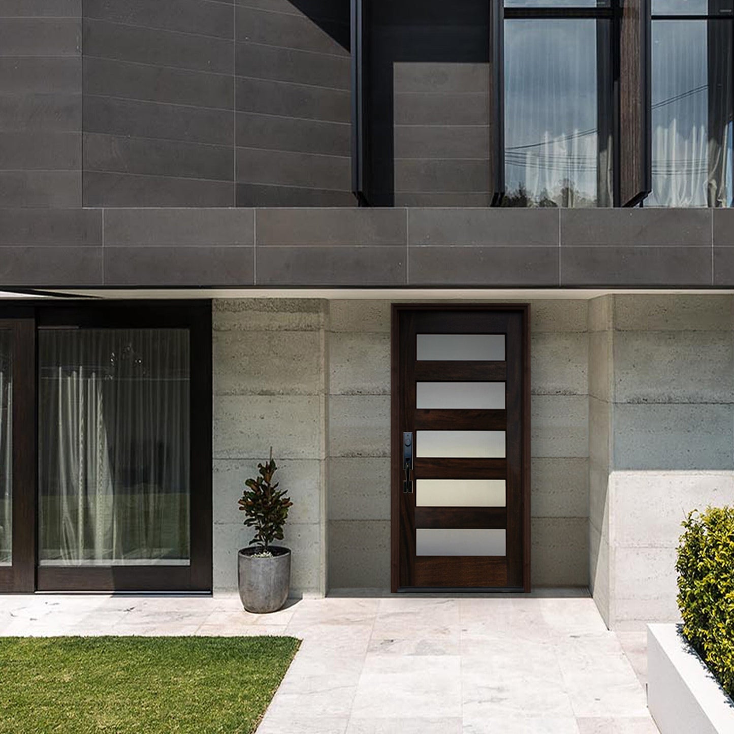 Creative Entryways 36-in x 80-in Unfinished Mahogany Front Door with Frosted Glass