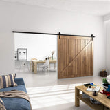 12 ft./144 in. Black Bent Strap Sliding Barn Door Track and Hardware Kit for Single Door with Floor Guide - Super Arbor