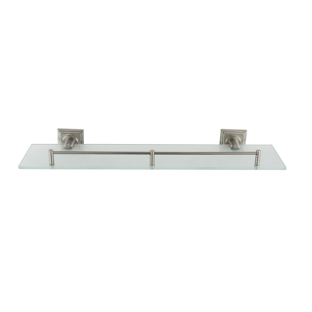 Square 20 in. Frosted Glass Shelf with Rail in Satin Nickel - Super Arbor