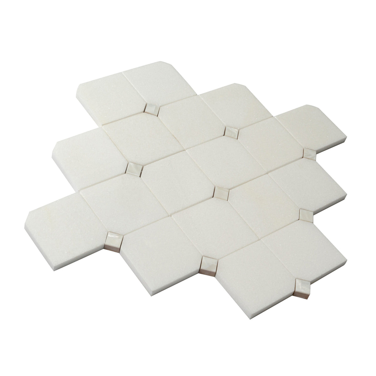 Apollo Tile Winterland Pearl White 11-in x 11-in Polished Composite Hexagon Patterned Floor and Wall Tile (4.51-sq. ft/ Carton)