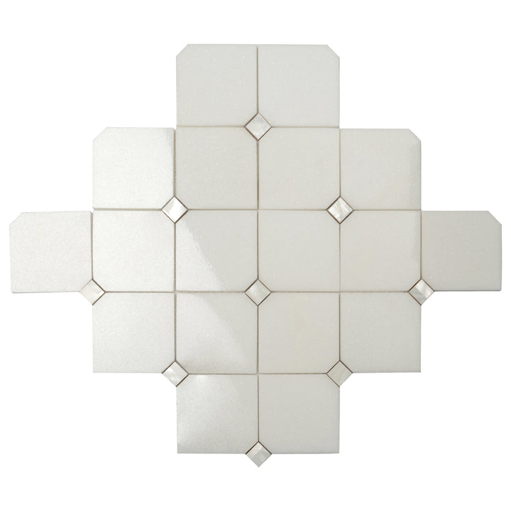 Apollo Tile Winterland Pearl White 11-in x 11-in Polished Composite Hexagon Patterned Floor and Wall Tile (4.51-sq. ft/ Carton)