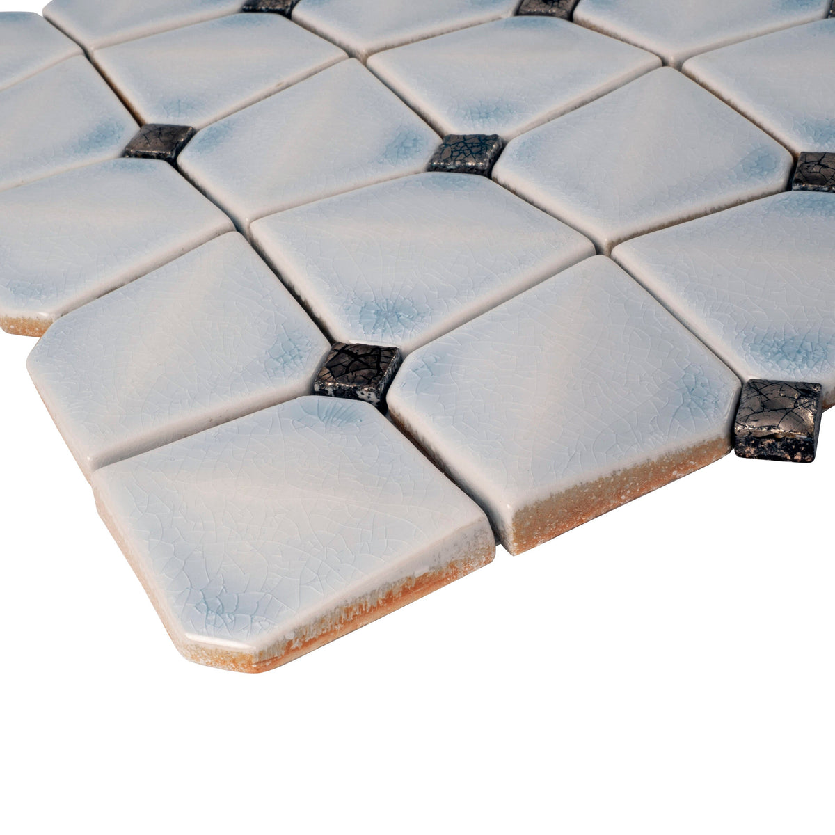 Apollo Tile (Sample) Deluxe White 12-in x 12-in Glossy Ceramic Uniform Squares Patterned Wall Tile