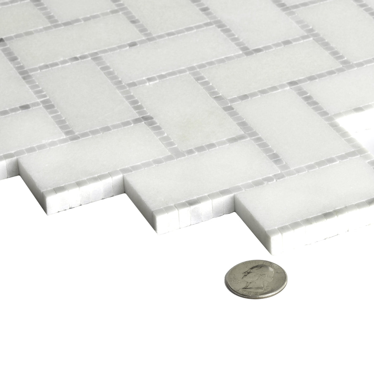 Apollo Tile (Sample) Athens White 10-in x 11-in Polished Marble Herringbone Patterned Floor and Wall Tile