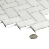 Apollo Tile Athens White 10-in x 11-in Polished Natural Stone Marble Herringbone Patterned Floor and Wall Tile (3.68-sq. ft/ Carton)