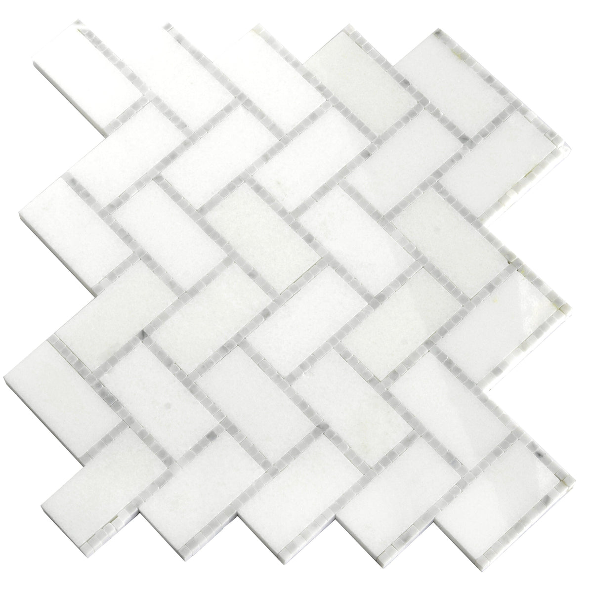 Apollo Tile Athens White 10-in x 11-in Polished Natural Stone Marble Herringbone Patterned Floor and Wall Tile (3.68-sq. ft/ Carton)