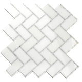 Apollo Tile (Sample) Athens White 10-in x 11-in Polished Marble Herringbone Patterned Floor and Wall Tile