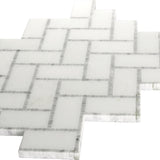 Apollo Tile Athens White 10-in x 11-in Polished Natural Stone Marble Herringbone Patterned Floor and Wall Tile (3.68-sq. ft/ Carton)