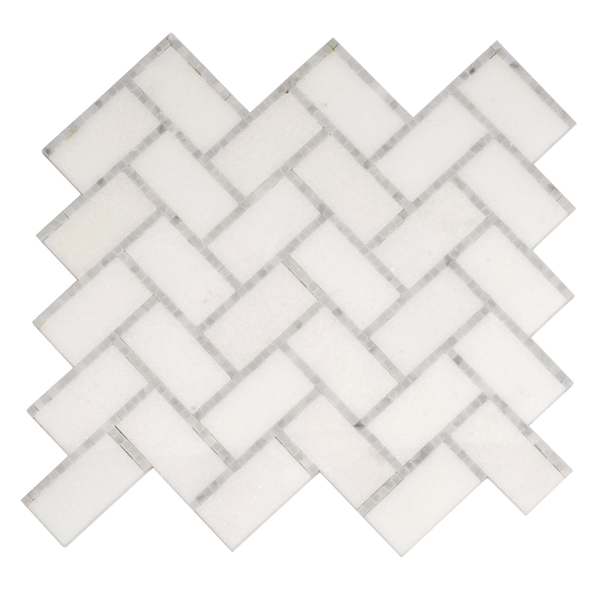 Apollo Tile Athens White 10-in x 11-in Polished Natural Stone Marble Herringbone Patterned Floor and Wall Tile (3.68-sq. ft/ Carton)