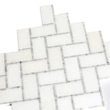 Apollo Tile (Sample) Athens White 10-in x 11-in Polished Marble Herringbone Patterned Floor and Wall Tile