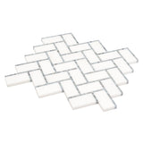 Apollo Tile (Sample) Athens White, Gray 10-in x 11-in Polished Marble Herringbone Patterned Floor and Wall Tile