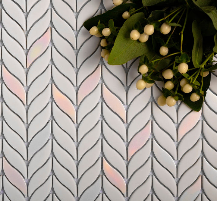 Apollo Tile (Sample) Alabaster White, Blue 12-in x 12-in Matte Glass Mixed Pattern Patterned Floor and Wall Tile