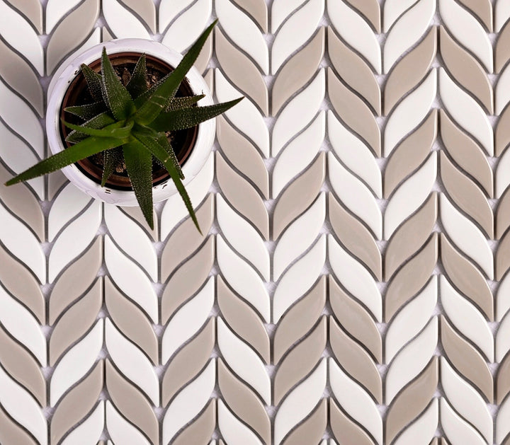 Apollo Tile (Sample) Alabaster White, Brown 12-in x 12-in Matte Glass Mixed Pattern Patterned Floor and Wall Tile