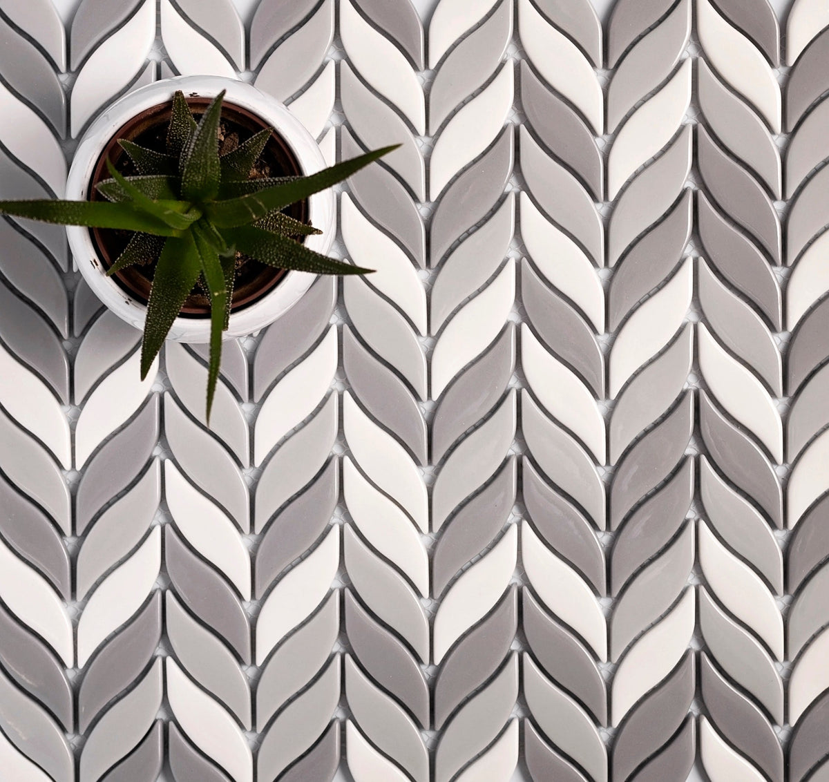 Apollo Tile Alabaster Gray; White 12-in x 12-in Glossy Recycled Glass Mixed Pattern Patterned Floor and Wall Tile (9.75-sq. ft/ Carton)