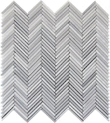 Apollo Tile (Sample) Zebra White, Gray 11-in x 11-in Polished Marble Herringbone Patterned Floor and Wall Tile