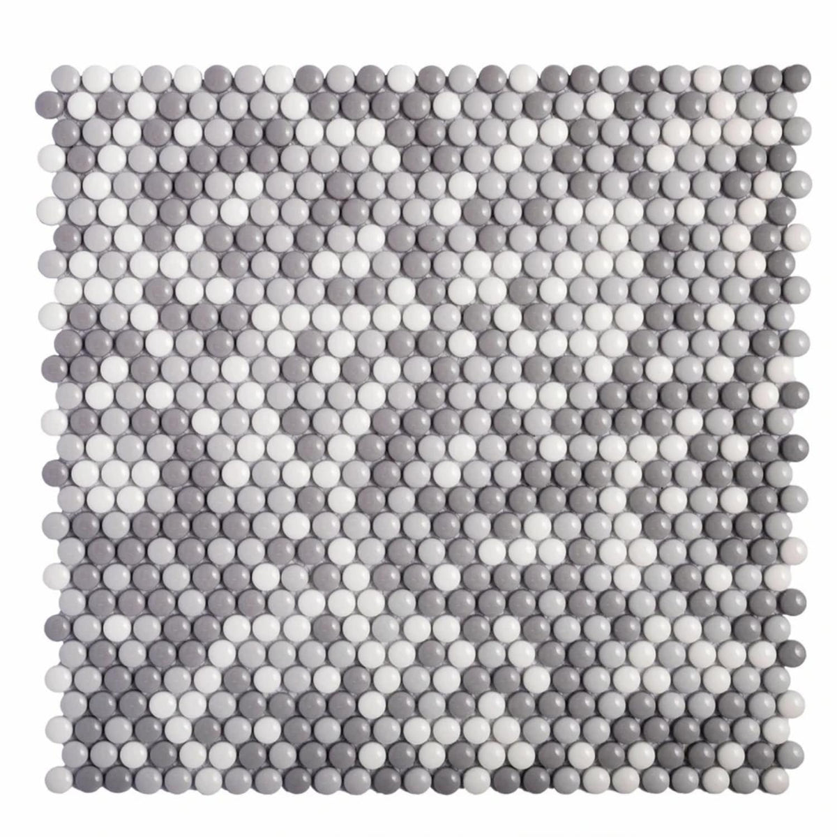 Apollo Tile (Sample) Alabaster White, Gray 12-in x 13-in Polished Glass Penny Round Patterned Floor and Wall Tile
